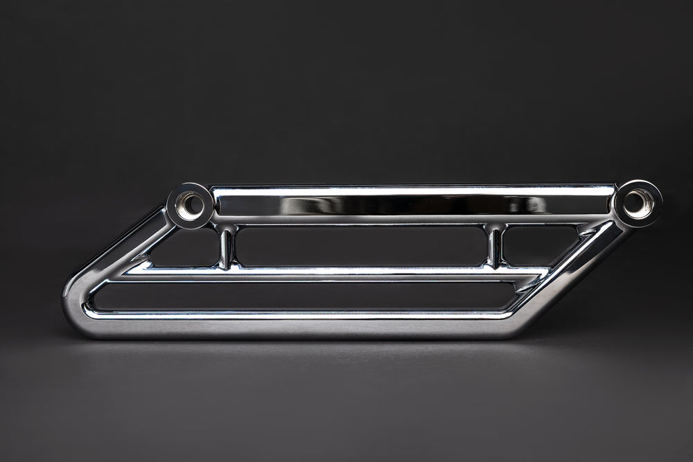 Deadbolt chrome rail, side view