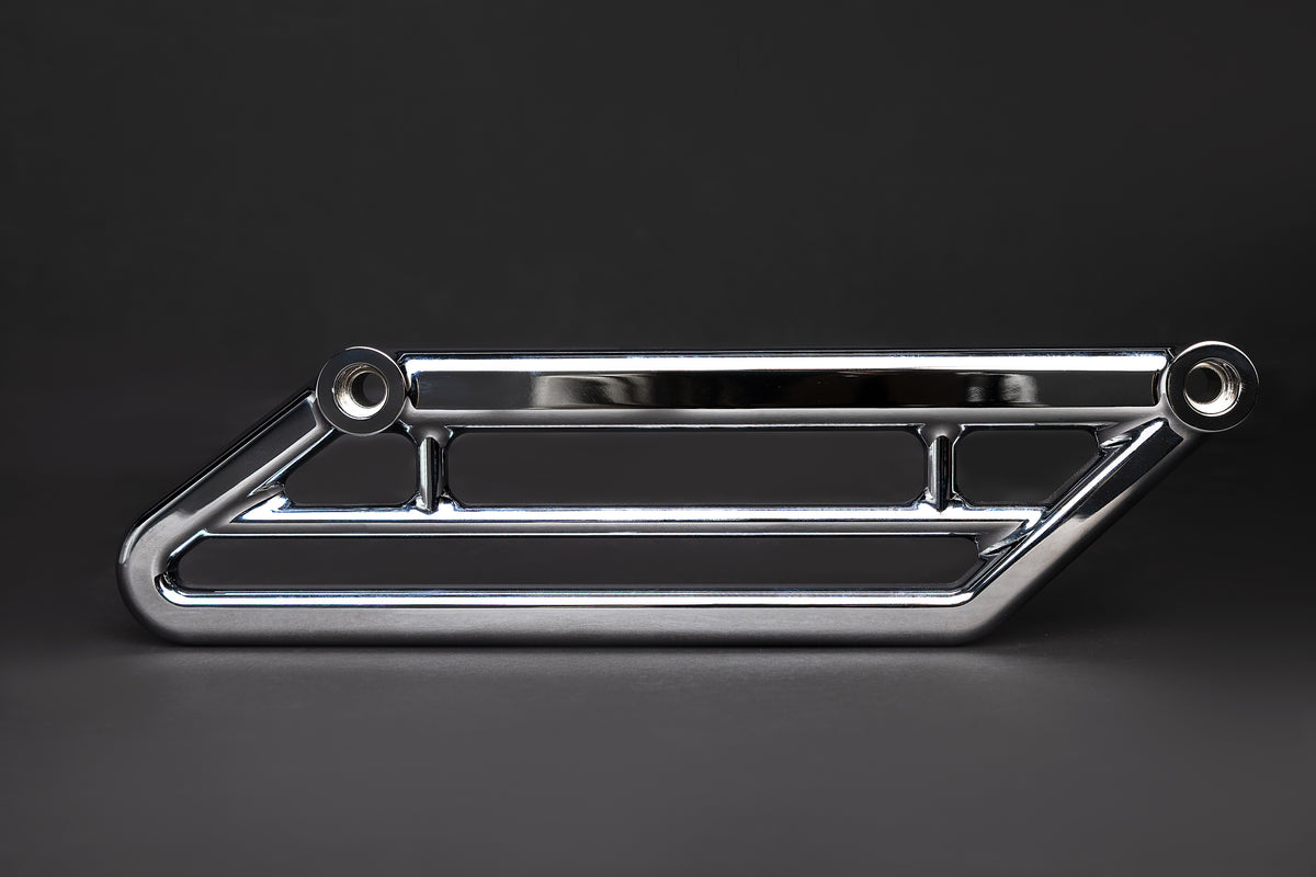 Deadbolt chrome rail, side view
