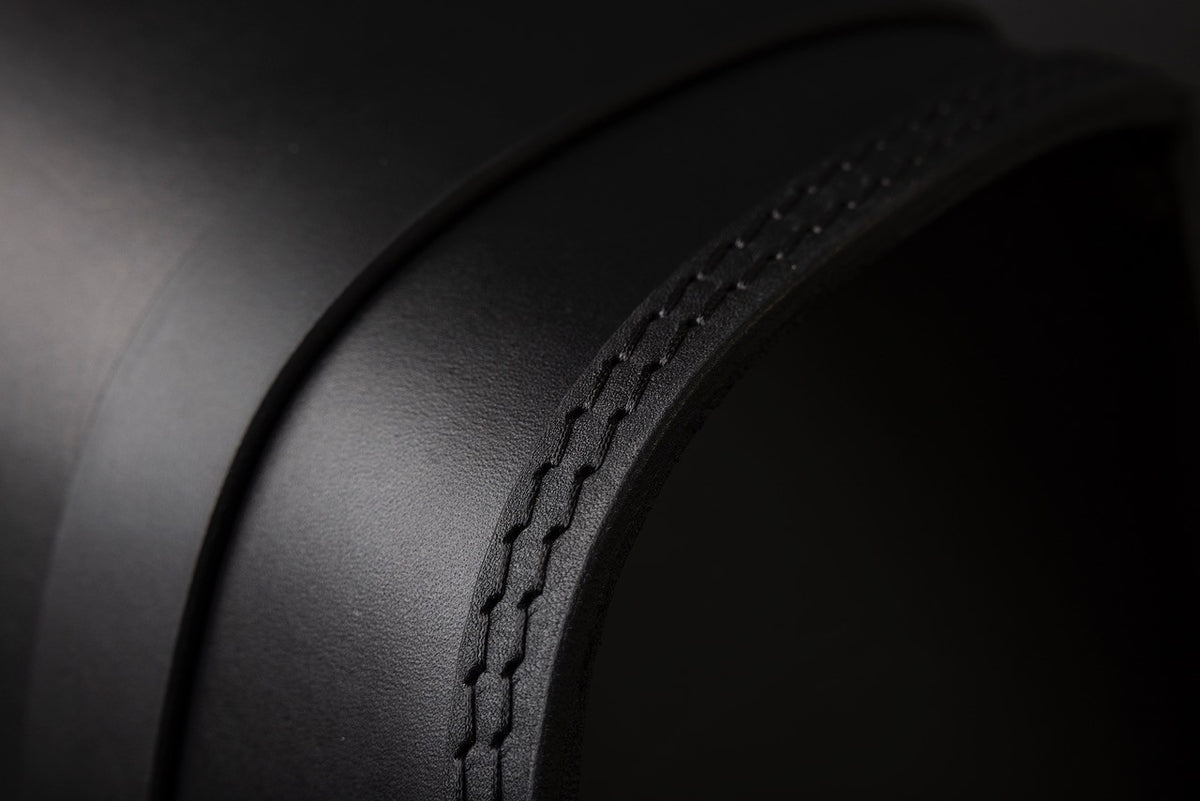Close-up of the stitched leather edge