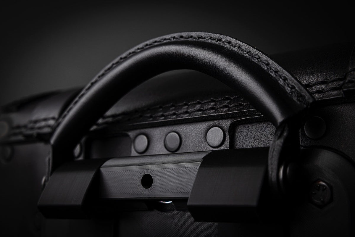 Close-up of the carry handle and mounting hardware